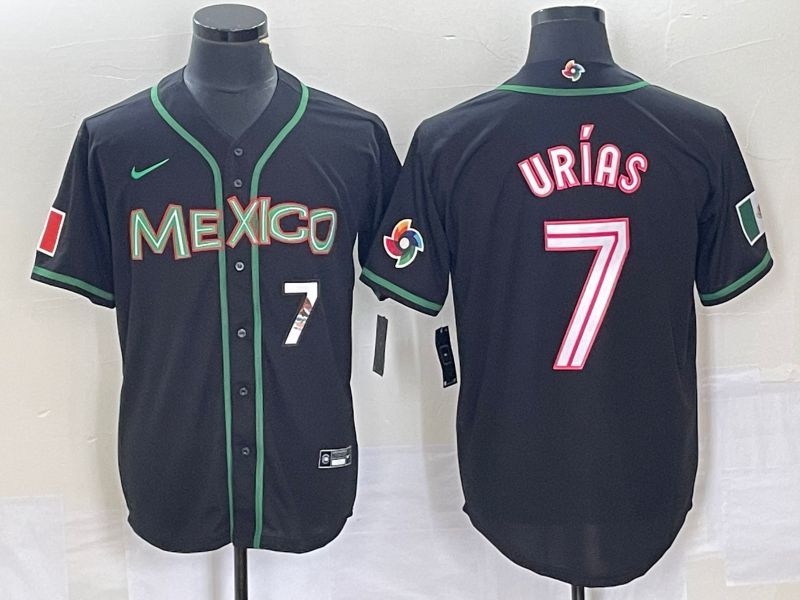 Men 2023 World Cub Mexico #7 Urias Black white Nike MLB Jersey33